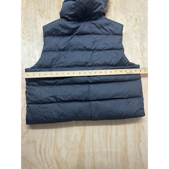 Gap Puffer Vest Down Filled Women’s XL (Removable Fur) Hood Black Buttons Snaps - Picture 6 of 6